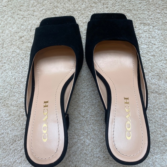 Coach Laurence Black Suede Heels Size 6.5 - Picture 5 of 7